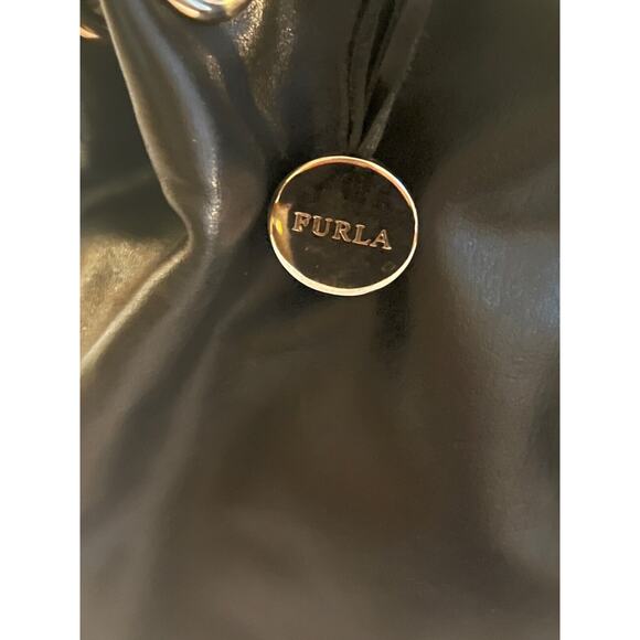 FURLA Vintage Carmen Black Smooth Leather Medium Handbag/Tote Made In Italy 1998 - Picture 3 of 11